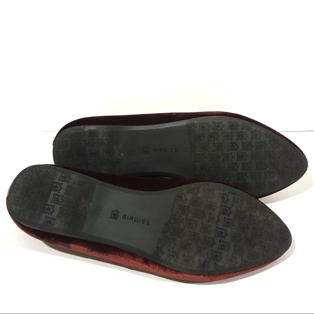 Birdies Velvet Slip-On Flats in Deep Burgundy